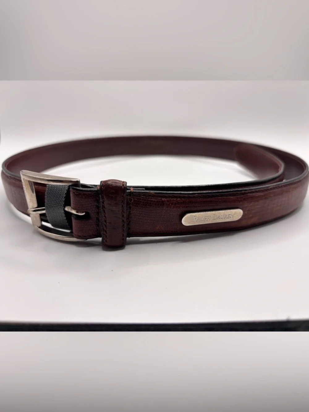 Ralph Lauren Distressed Leather Belt Brown Size 30 Vintage Patina
